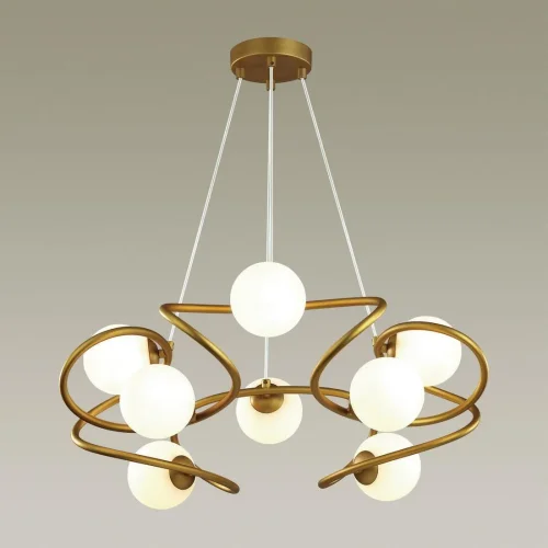 Люстра подвесная Slota 4806/8 Odeon Light белая на 8 ламп, основание золотое в стиле современный шар