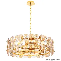 Люстра подвесная CRYSTAL SP12 GOLD Crystal Lux прозрачная янтарная на 12 ламп, основание золотое в стиле современный 