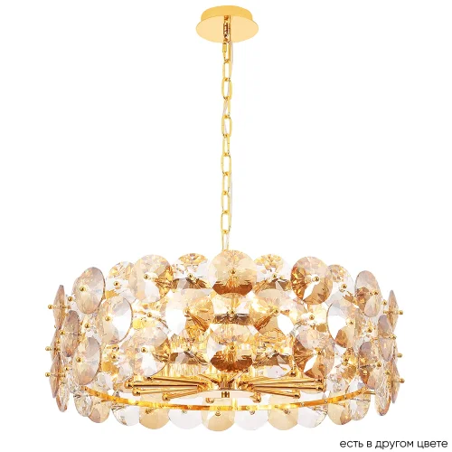 Люстра подвесная CRYSTAL SP12 GOLD Crystal Lux янтарная прозрачная на 12 ламп, основание золотое в стиле современный 