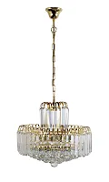 Люстра хрустальная подвесная Ovada E 1.5.40.100 G Arti Lampadari прозрачная на 6 ламп, основание золотое в стиле классический 