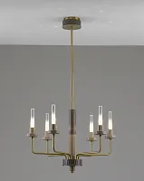 Люстра на штанге LED Atelieri V11691-PL Moderli прозрачная на 6 ламп, основание бронзовое в стиле современный американский кантри 
