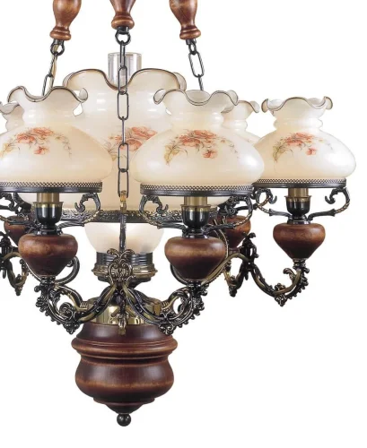 Люстра подвесная  L 636/6+1 Reccagni Angelo бежевая на 7 ламп, основание коричневое бронзовое в стиле классический выдувное фото 2