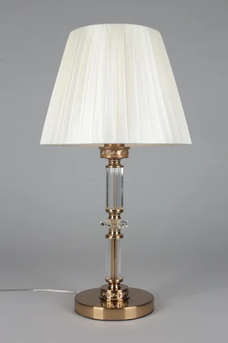 Настольная лампа Dimaro OML-87814-01 Omnilux бежевая на 1 лампу, основание хром стекло металл в стиле классический фото 4