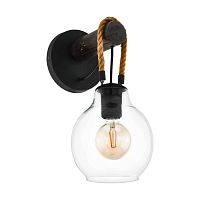 Бра Roding 43619 Eglo прозрачный 1 лампа, основание чёрное в стиле современный лофт 