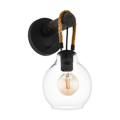 Бра Roding 43619 Eglo прозрачный на 1 лампа, основание чёрное в стиле современный лофт 