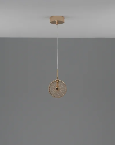 Светильник подвесной LED Marnia V11163-PL Moderli янтарный на 1 лампу, основание хром в стиле современный фото 2