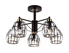 Люстра потолочная TR5870 Ambrella light прозрачная коричневая на 5 ламп, основание коричневое в стиле лофт современный 