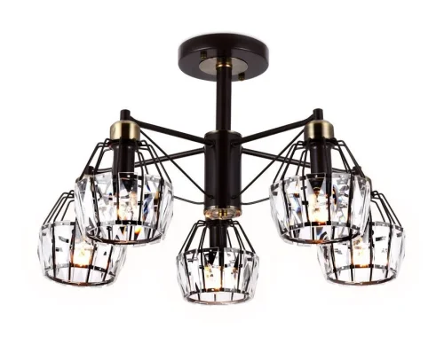 Люстра потолочная TR5870 Ambrella light прозрачная коричневая на 5 ламп, основание коричневое в стиле лофт современный 