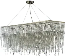 Люстра подвесная хрустальная Milano E 1.5.120x30.105 N Arti Lampadari прозрачная на 10 ламп, основание никель в стиле арт-деко 