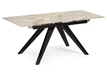 Керамический стол Морсби 140(200)х80х80 butterfly onyx beige / черный 588049 Woodville столешница бежевая из керамика