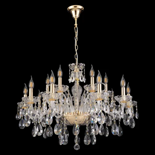 Люстра подвесная MONICA SP10+5 GOLD Crystal Lux без плафона прозрачная на 15 ламп, основание золотое в стиле классический фото 3