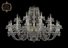 Люстра подвесная хрустальная 11.26.16+8.400.Gd.B Bohemia Art Classic прозрачная на 24 лампы, основание золотое в стиле классика 