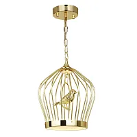 Светильник подвесной LED Chick 1930-2P Favourite золотой 1 лампа, основание золотое в стиле модерн птички