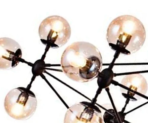 Люстра подвесная Моди 07535-21,19 Kink Light янтарная на 21 лампа, основание чёрное в стиле современный лофт молекула шар фото 2