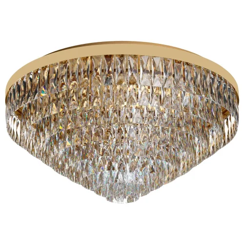 Люстра потолочная хрустальная Valparaiso 39459 Eglo прозрачная на 16 ламп, основание золотое в стиле классический 