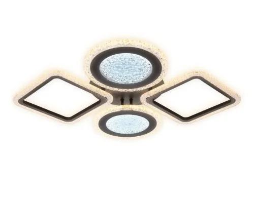 Люстра потолочная LED с пультом Original FA431 Ambrella light белая на 1 лампа, основание коричневое в стиле современный хай-тек с пультом квадраты