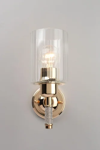 Бра Dronero OML-66511-01 Omnilux прозрачный на 1 лампа, основание золотое в стиле современный  фото 2