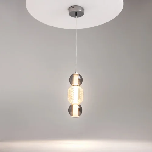 Светильник подвесной LED Drop MOD273PL-L16CH3K Maytoni прозрачный янтарный на 1 лампу, основание хром в стиле арт-деко современный фото 5