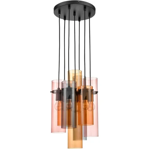 Люстра подвесная Miele VL2093P07 Vele Luce разноцветная на 7 ламп, основание чёрное в стиле современный Люстра подвесная Miele VL2093P07 Vele Luce разноцветная на 7 ламп, основание чёрное в стиле современный