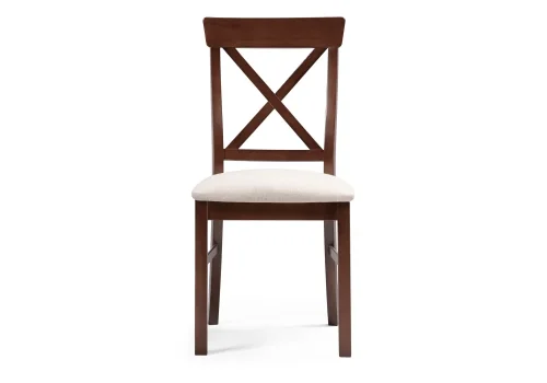 Деревянный стул Калатея вишня / ткань Р18 499598 Woodville, бежевый/ткань, ножки/массив бука дерево/вишня, размеры - ****460*550 фото 2