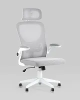 Кресло офисное TopChairs Airone, белый УТ000036681 Stool Group, серый/сетка текстиль, ножки/металл/белый, размеры - *****