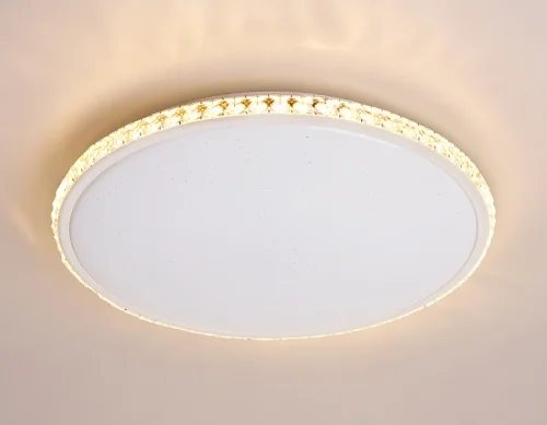 Светильник потолочный LED с пультом Orbital Crystal FF70 Ambrella light белый 1 лампа, основание белое в стиле современный хай-тек с пультом фото 5