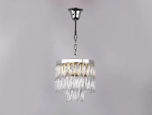 Люстра подвесная хрустальная 10125/C Newport прозрачная на 5 ламп, основание хром в стиле классический 