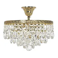 Люстра хрустальная потолочная Castellana E 1.3.30.601 G Arti Lampadari без плафона прозрачная на 4 лампы, основание золотое в стиле классика 