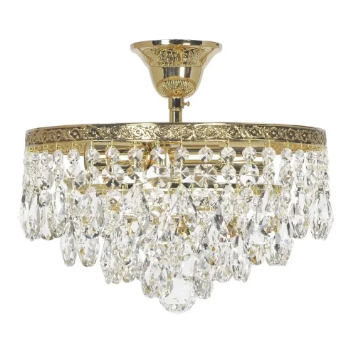 Люстра хрустальная потолочная Castellana E 1.3.30.601 G Arti Lampadari без плафона прозрачная на 4 лампы, основание золотое в стиле классический 