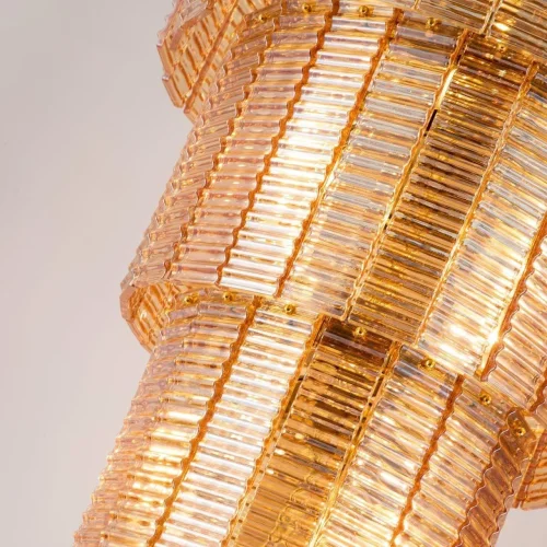 Люстра подвесная Prestige 2973-12P Favourite янтарная на 12 ламп, основание золотое в стиле современный каскад фото 3