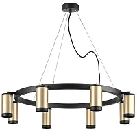 Люстра подвесная Rullo LR01840837 Lightstar золотая чёрная на 8 ламп, основание чёрное в стиле хай-тек 
