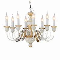 Люстра потолочная FIRENZE SP8 BIANCO ANTICO Ideal Lux без плафона на 8 ламп, основание белое золотое в стиле классический 