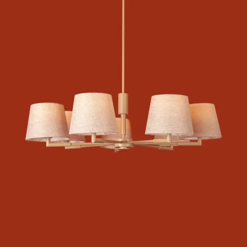 Люстра на штанге Butler FR2057PL-07BG Freya бежевая на 7 ламп, основание бежевое в стиле классический американский кантри фото 8