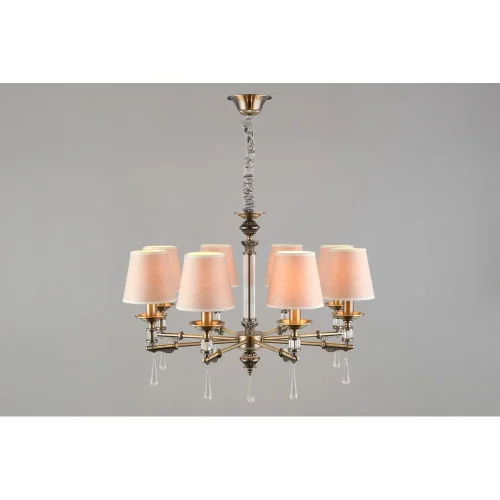 Люстра подвесная Rivoli OML-64213-08 Omnilux бежевая на 8 ламп, основание античное бронза в стиле классический фото 5