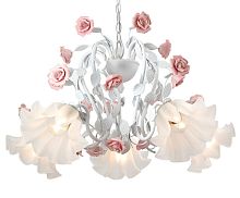 Люстра подвесная Fiori di rose 111.5 Lucia Tucci белая на 5 ламп, основание белое в стиле прованс флористика Люстра подвесная Fiori di rose 111.5 Lucia Tucci белая на 5 ламп, основание белое в стиле прованс флористика