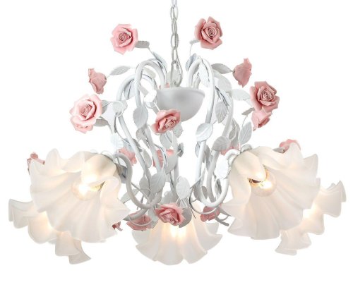 Люстра подвесная Fiori di rose 111.5 Lucia Tucci белая на 5 ламп, основание белое в стиле прованс флористика Люстра подвесная Fiori di rose 111.5 Lucia Tucci белая на 5 ламп, основание белое в стиле прованс флористика