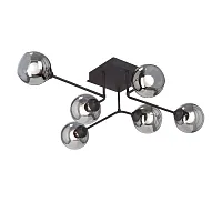 Люстра потолочная V4795-1/6PL Vitaluce чёрная серая на 6 ламп, основание чёрное в стиле арт-деко шар