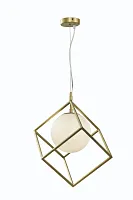 Светильник подвесной Golden P2483-1S GD iLamp белый 1 лампа, основание золотое в стиле современный шар