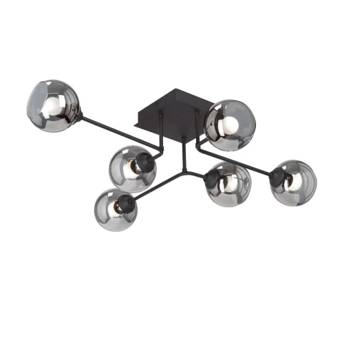 Люстра потолочная V4795-1/6PL Vitaluce чёрная серая на 6 ламп, основание чёрное в стиле арт-деко шар Люстра потолочная V4795-1/6PL Vitaluce чёрная серая на 6 ламп, основание чёрное в стиле арт-деко шар