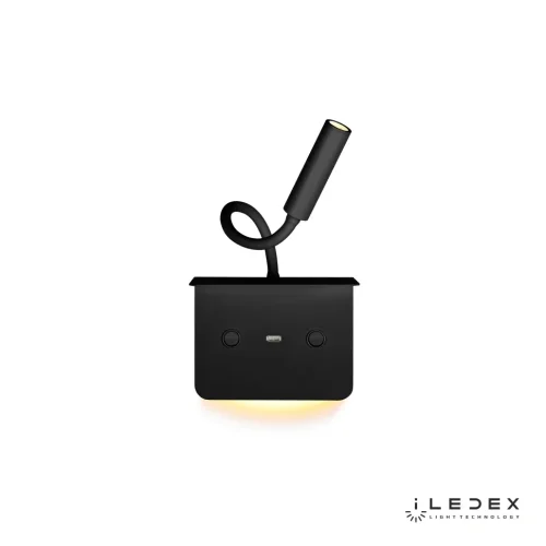 Бра с выключателем LED с usb Support 7031C BK iLedex чёрный на 1 лампа, основание чёрное в стиле хай-тек современный для чтения гибкая ножка фото 5