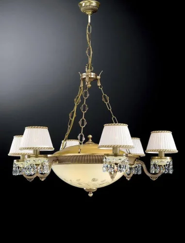 Люстра подвесная  L 6420/6+4 Reccagni Angelo янтарная белая на 10 ламп, основание античное бронза в стиле классический 