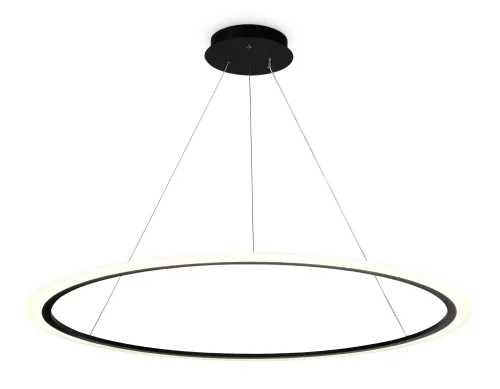 Светильник подвесной LED с пультом FA4353 Ambrella light белый чёрный 1 лампа, основание чёрное в стиле современный хай-тек минимализм с пультом кольца