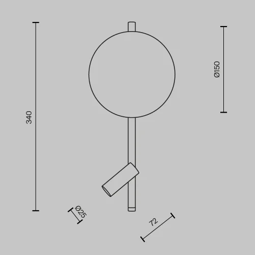 Бра LED MOD450WL-L9B3K Solution Maytoni чёрный на 1 лампу, основание чёрное в стиле современный хай-тек для чтения отражённый свет фото 7