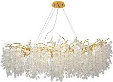 Люстра подвесная Parra 4161-12P Favourite белая прозрачная на 12 ламп, основание золотое в стиле флористика ветви