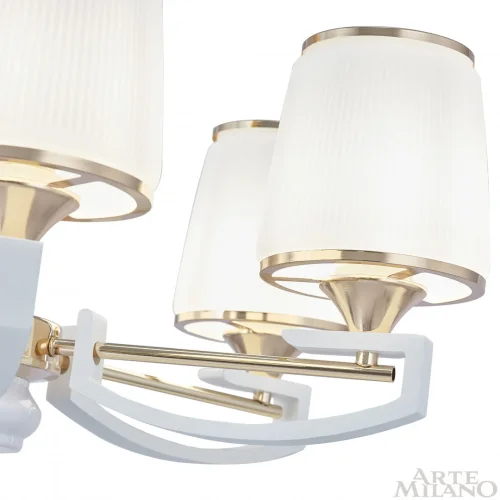 Люстра подвесная Florentia-2457 302457/8 Wh/Gd Arte Milano белая на 8 ламп, основание золотое в стиле современный арт-деко фото 9