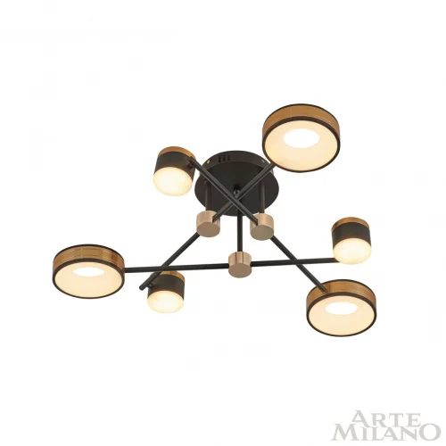 Люстра потолочная LED Ferrara-71040 271040/6 BK/GD Arte Milano белая на 1 лампу, основание чёрное в стиле современный хай-тек фото 3