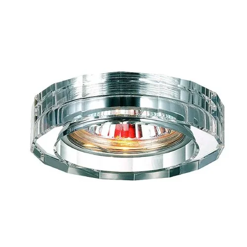 Светильник точечный GX5.3 GLASS 369487 Novotech прозрачный на 1 лампу, основание хром серое в стиле современный 