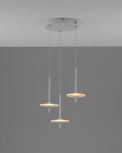 Светильник подвесной LED Ella V11392-PL Moderli прозрачный на 3 лампы, основание белое в стиле современный каскад фото 2