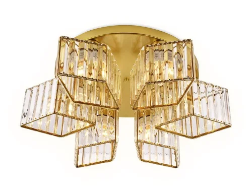 Люстра потолочная TR5211 Ambrella light прозрачная на 6 ламп, основание золотое в стиле модерн 