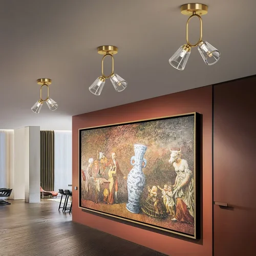 Светильник потолочный ADRIELL CH Brass Black 208131-23 ImperiumLoft прозрачный на 2 лампы, основание латунь в стиле современный фото 11